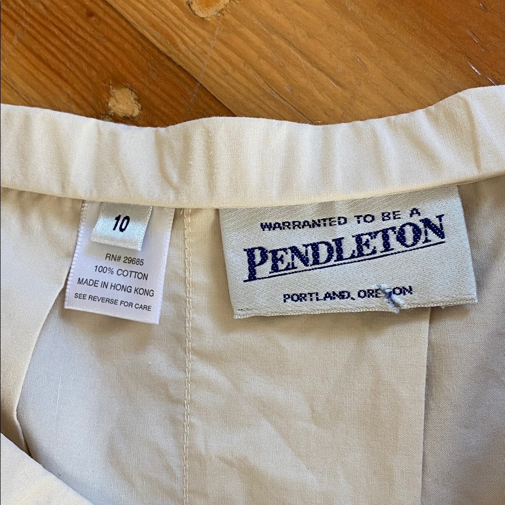 Pendleton Cream and Blue Scenic Pleated A-Line Midi Skirt 10 - Picture 3 of 5